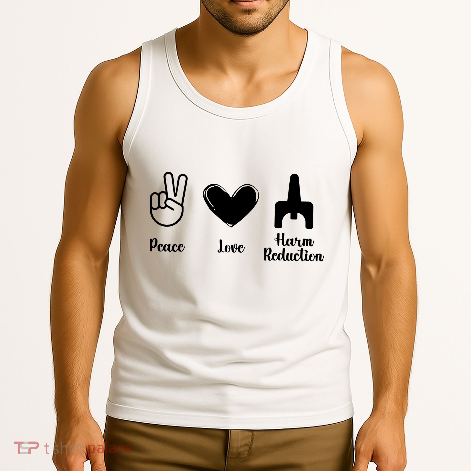 Retro Peace Love Harm Reduction Overdose Awareness Nurse Tank Top