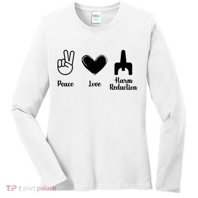 Retro Peace Love Harm Reduction Overdose Awareness Nurse Women's Long Sleeve Shirt