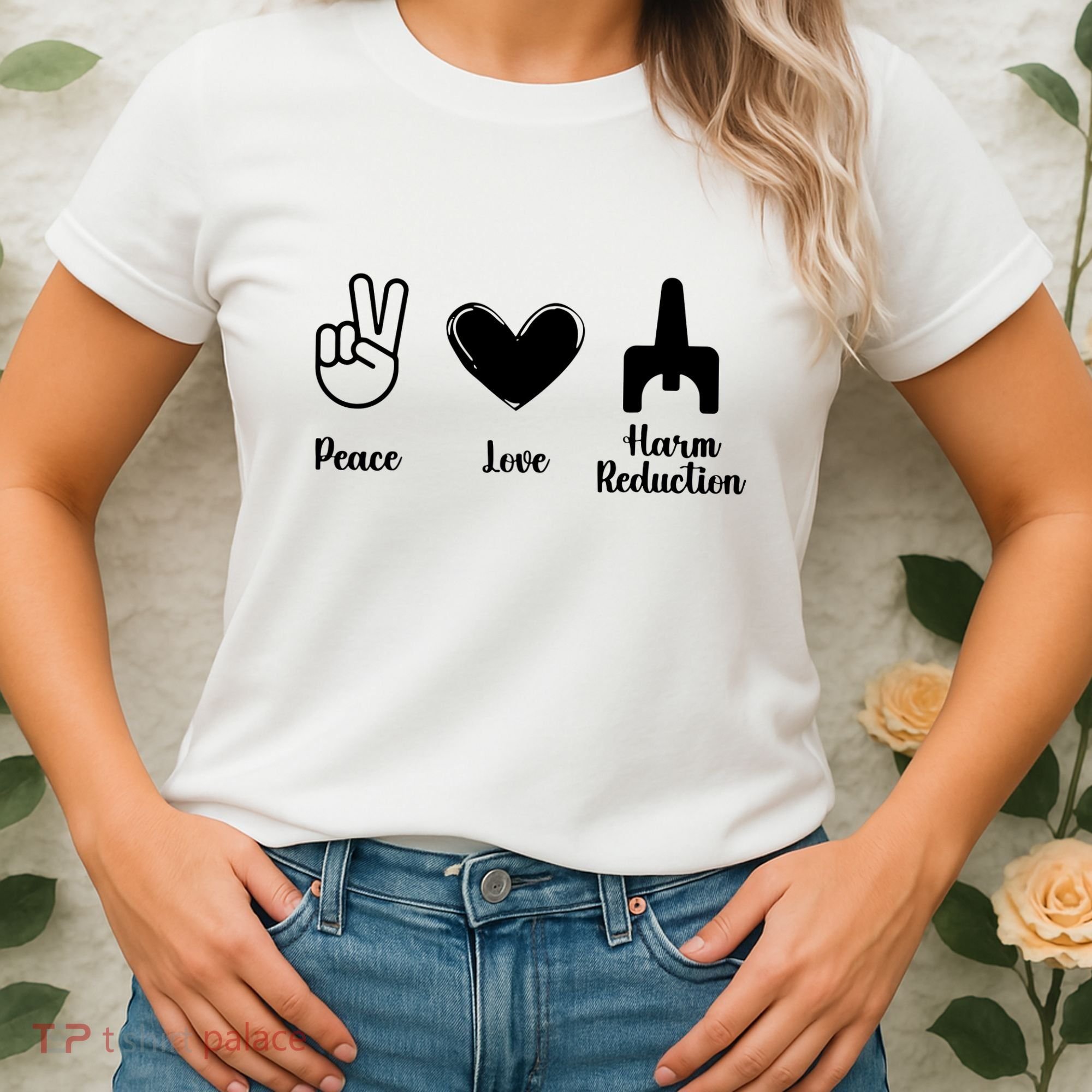 Retro Peace Love Harm Reduction Overdose Awareness Nurse Women's T-Shirt