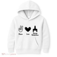 Retro Peace Love Harm Reduction Overdose Awareness Nurse Kids Hoodie thumb 0