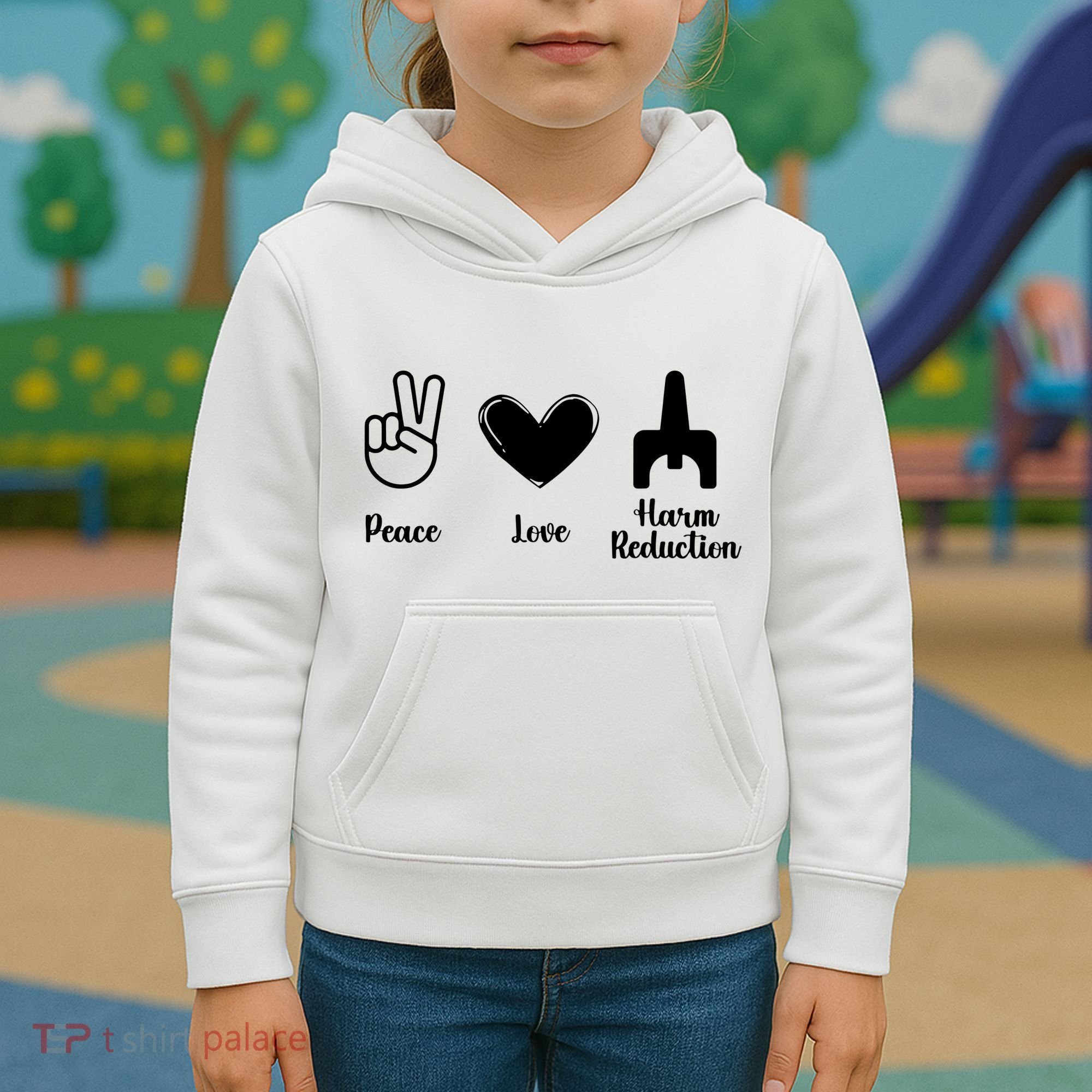 Retro Peace Love Harm Reduction Overdose Awareness Nurse Kids Hoodie