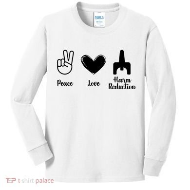 Retro Peace Love Harm Reduction Overdose Awareness Nurse Kids Long Sleeve Shirt