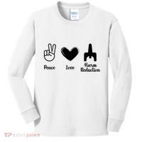 Retro Peace Love Harm Reduction Overdose Awareness Nurse Kids Long Sleeve Shirt thumb 0