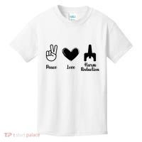 Retro Peace Love Harm Reduction Overdose Awareness Nurse Kids T-Shirt thumb 0