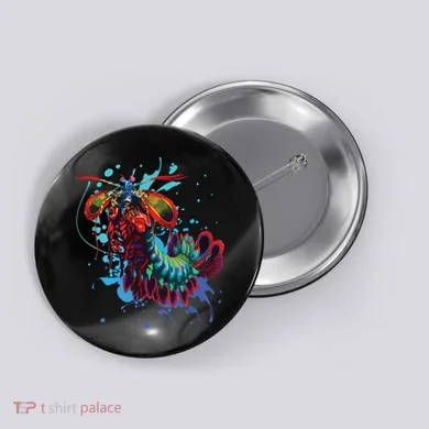 Rainbow Peacock Mantis Shrimp Button