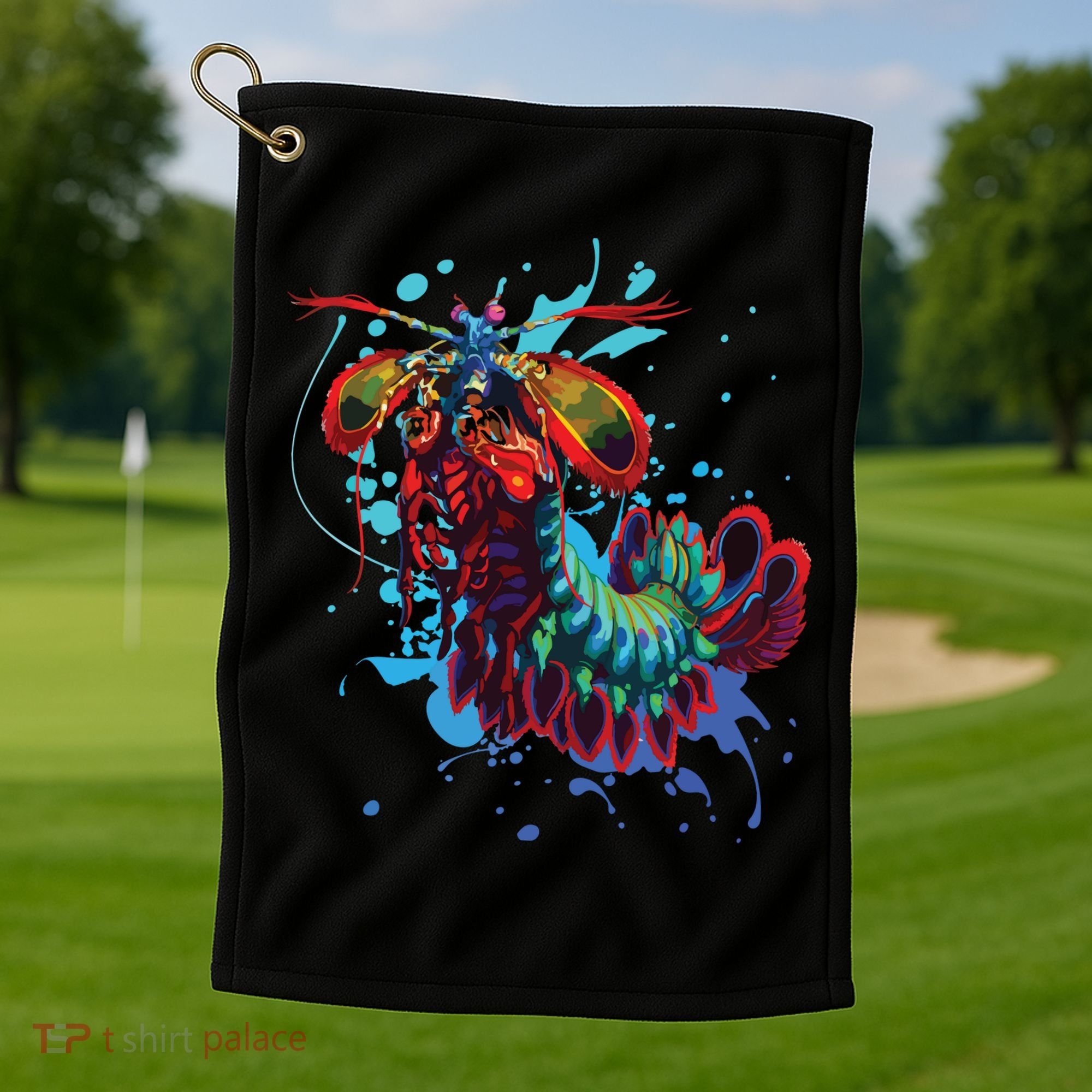 Rainbow Peacock Mantis Shrimp Golf Towel