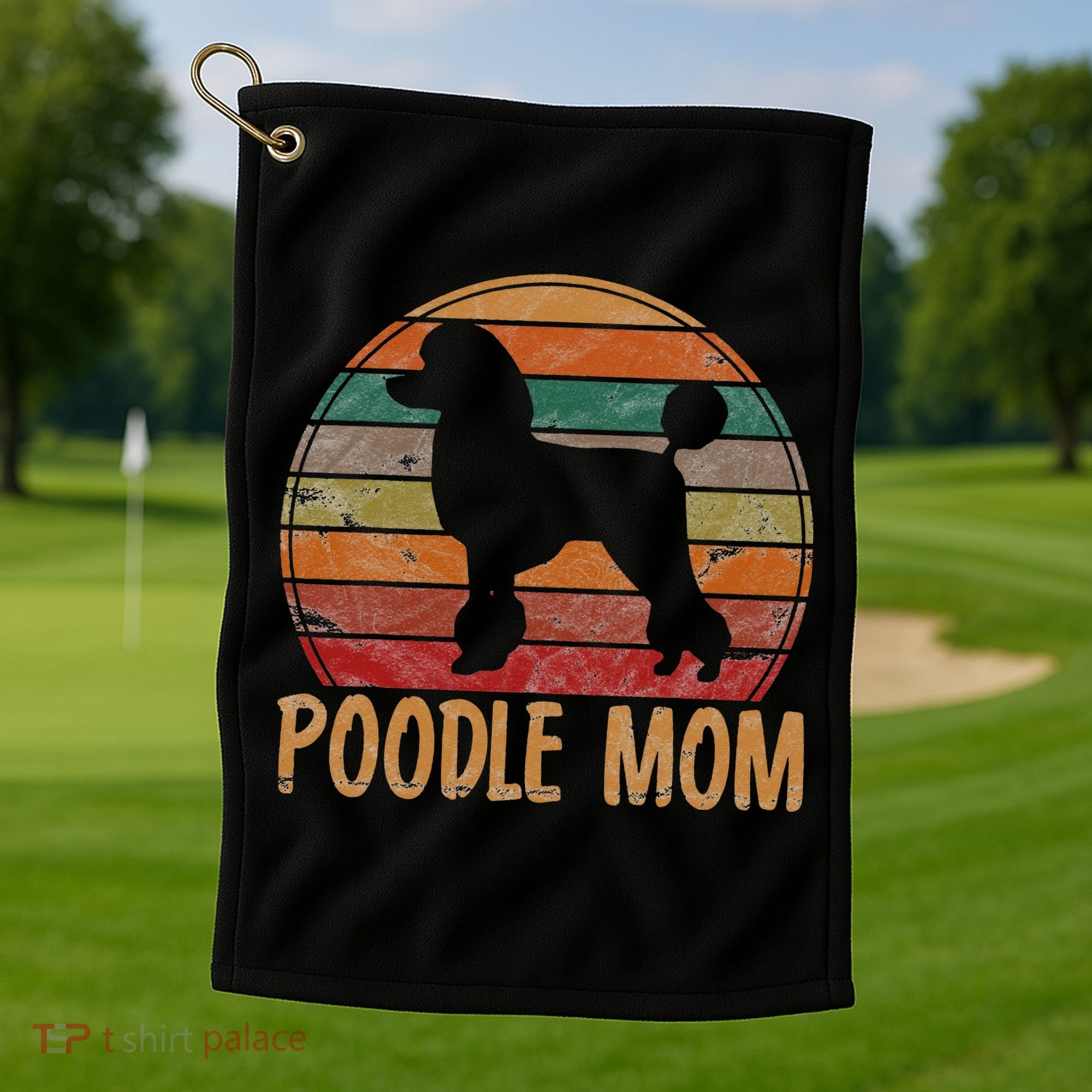 Retro Poodle Mom Gift Dog Mother Pet Poodle Mama Golf Towel