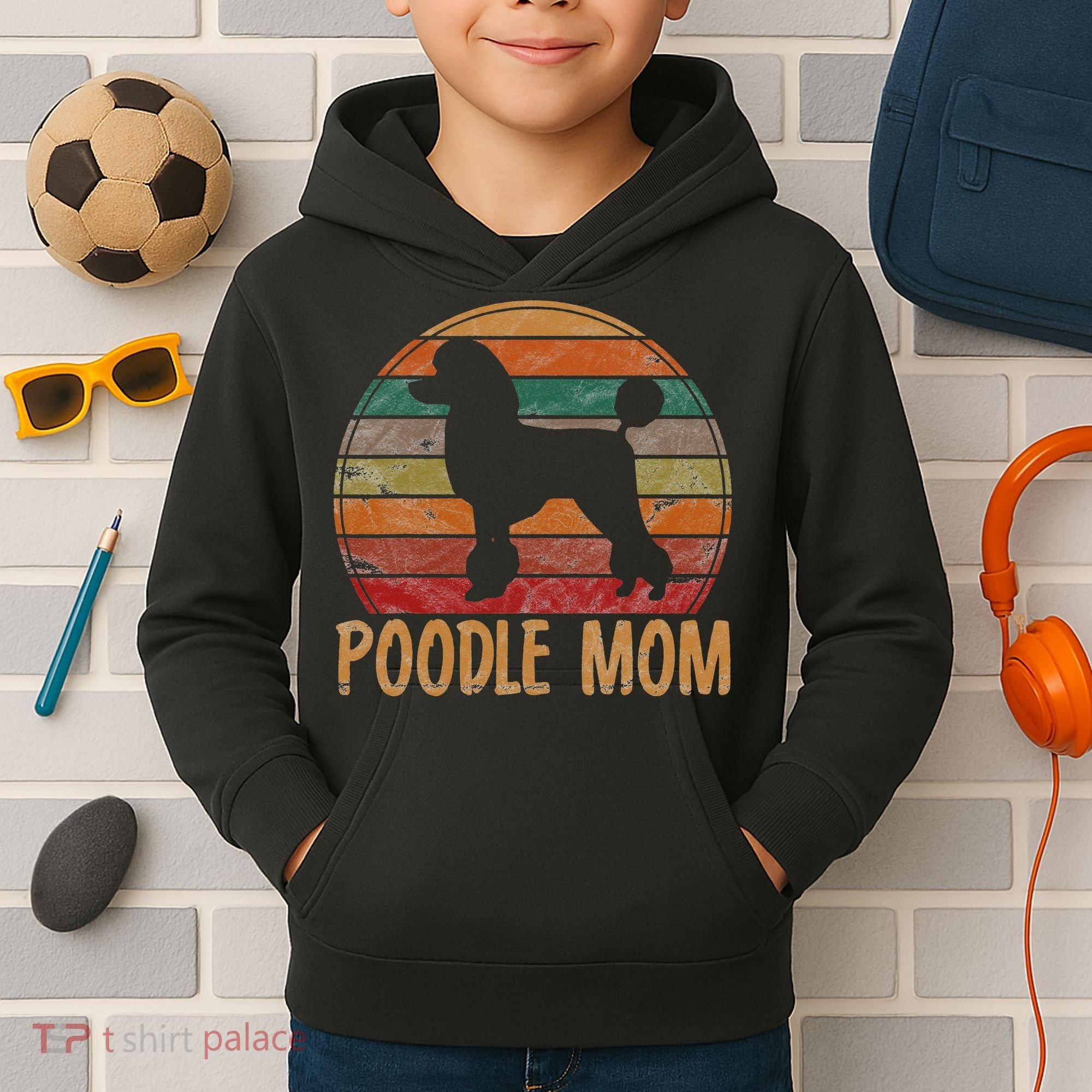 Retro Poodle Mom Gift Dog Mother Pet Poodle Mama Kids Hoodie