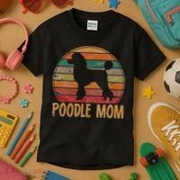 Retro Poodle Mom Gift Dog Mother Pet Poodle Mama Kids T-Shirt thumb 3