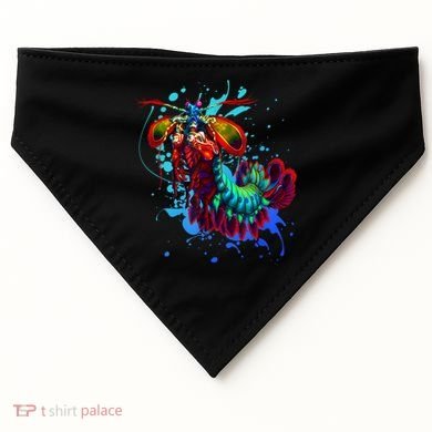 Rainbow Peacock Mantis Shrimp Blue Splash USA-Made Doggie Bandana