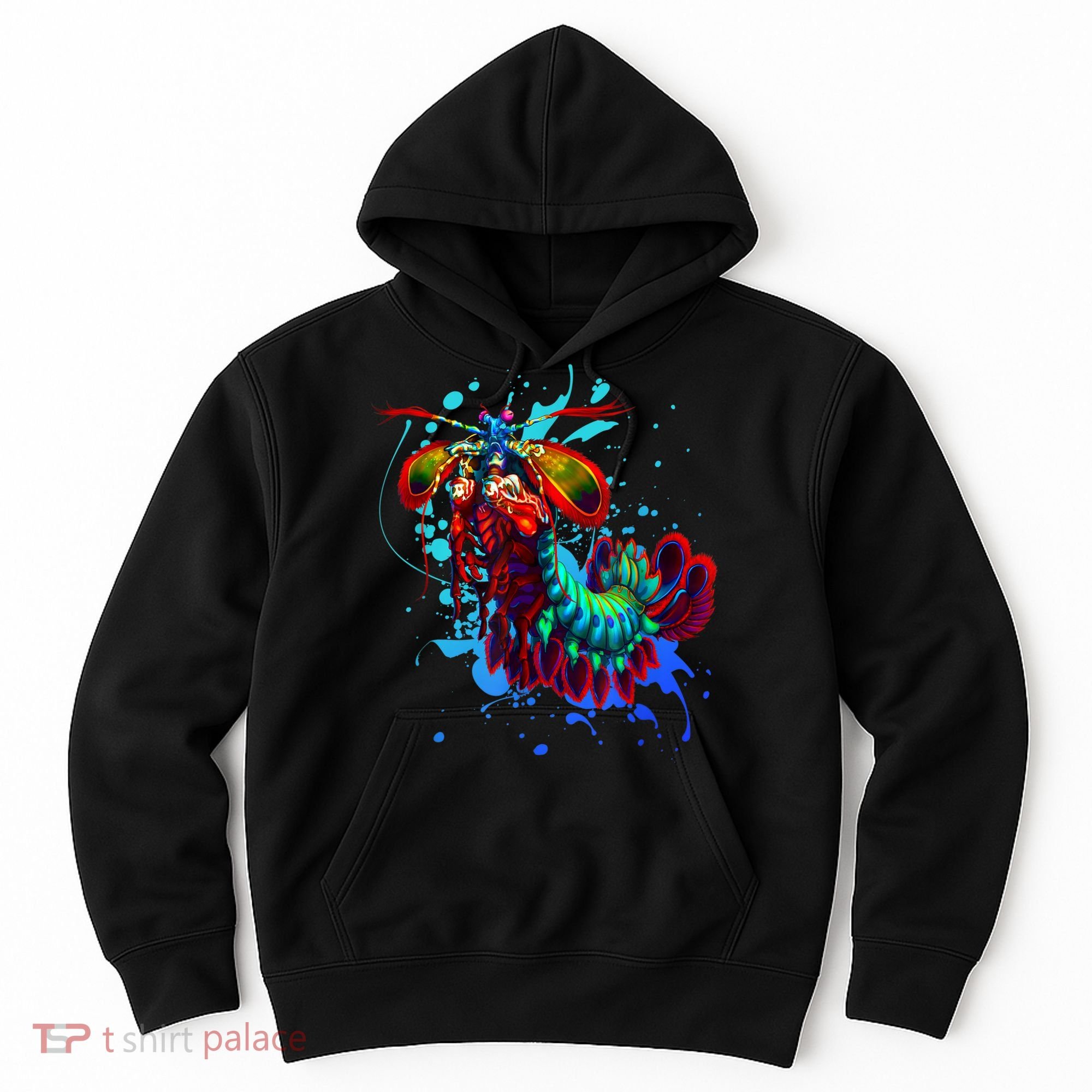 Rainbow Peacock Mantis Shrimp Blue Splash Hoodie