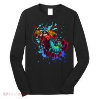 Rainbow Peacock Mantis Shrimp Blue Splash Long Sleeve Shirt thumb 0