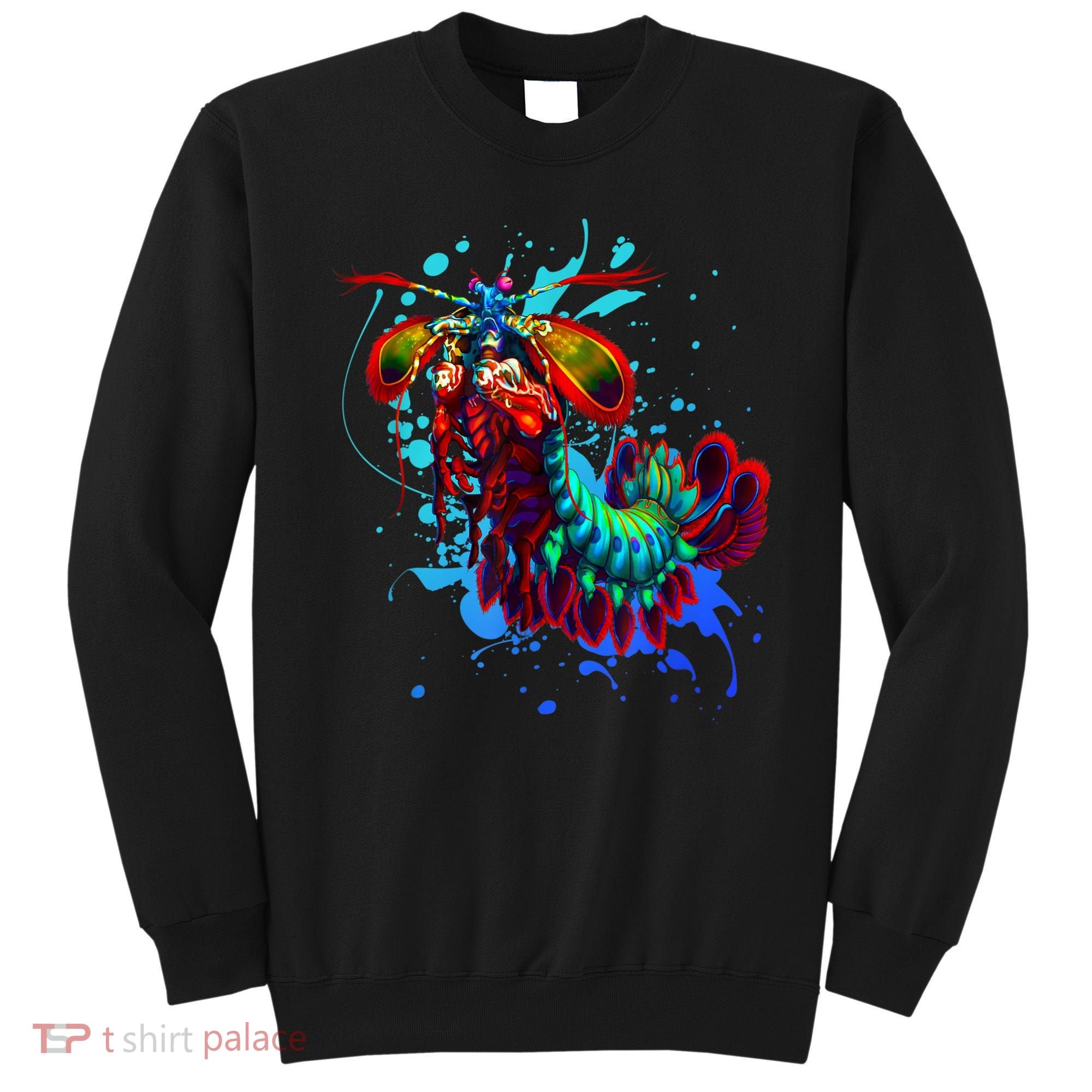 Rainbow Peacock Mantis Shrimp Blue Splash Sweatshirt