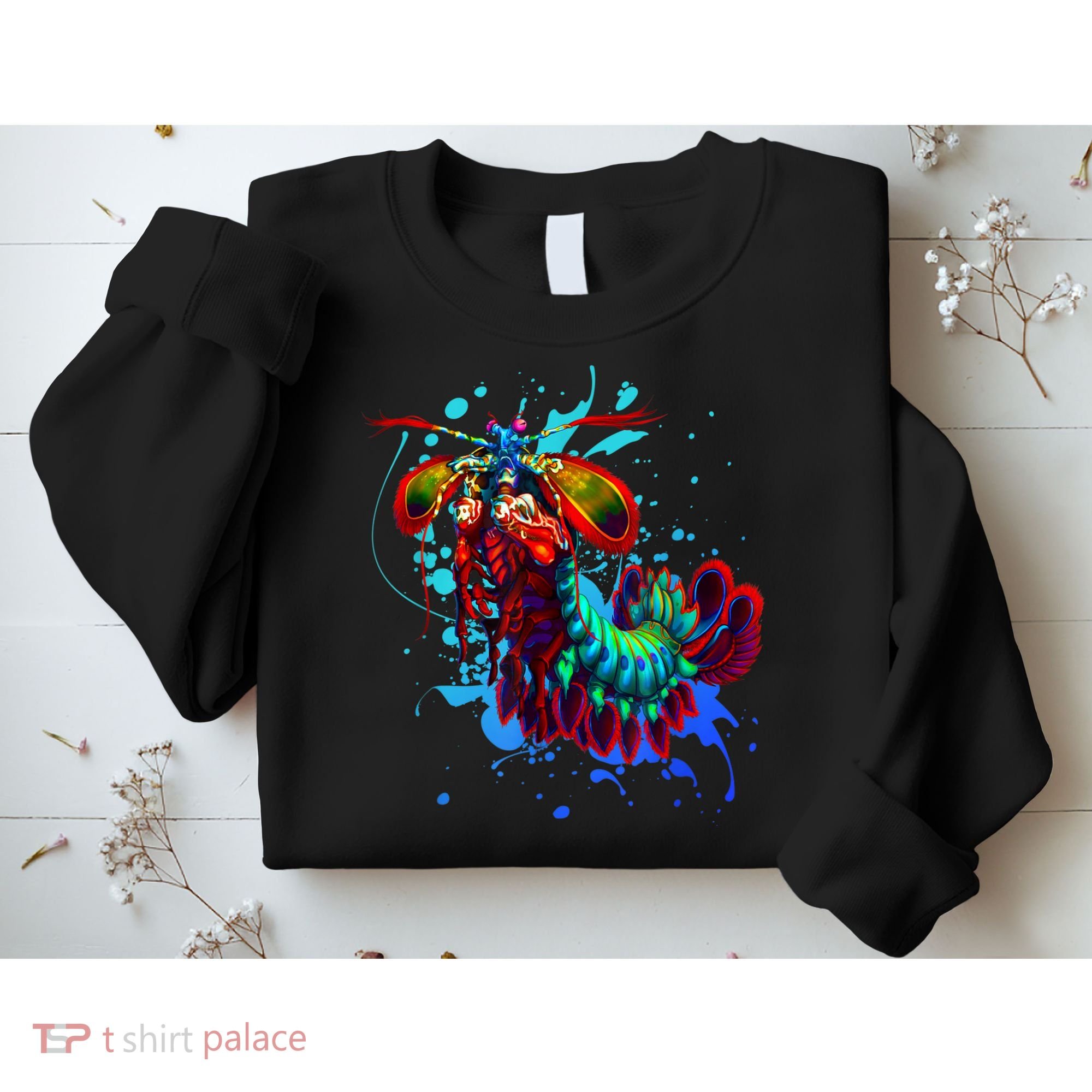 Rainbow Peacock Mantis Shrimp Blue Splash Sweatshirt