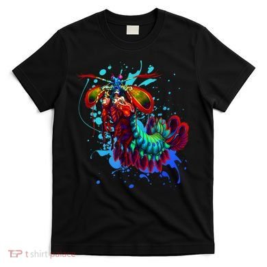 Rainbow Peacock Mantis Shrimp Blue Splash T-Shirt