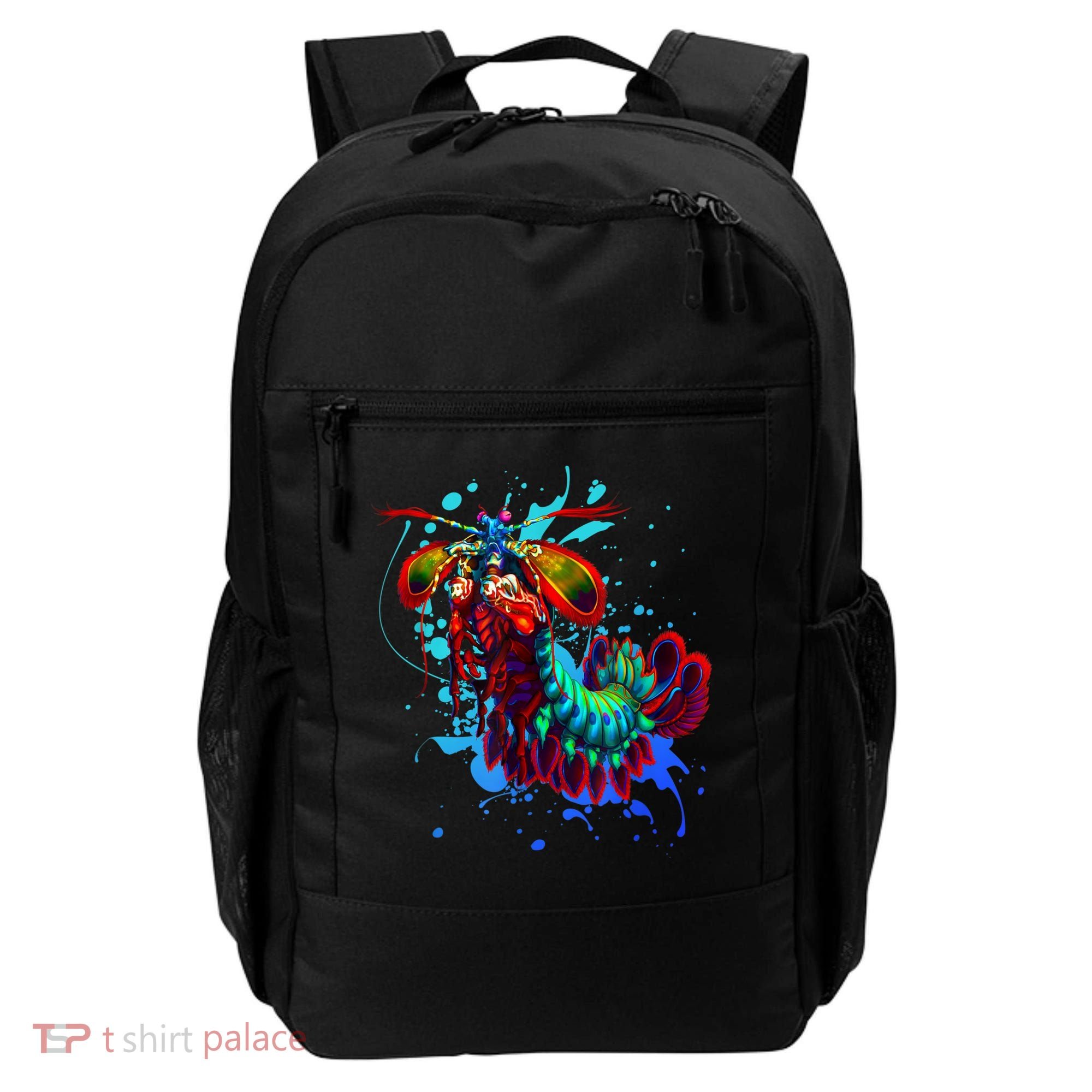 Rainbow Peacock Mantis Shrimp Blue Splash Backpack