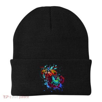 Rainbow Peacock Mantis Shrimp Blue Splash Beanie