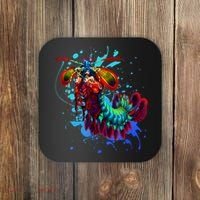 Rainbow Peacock Mantis Shrimp Blue Splash Coaster thumb 0