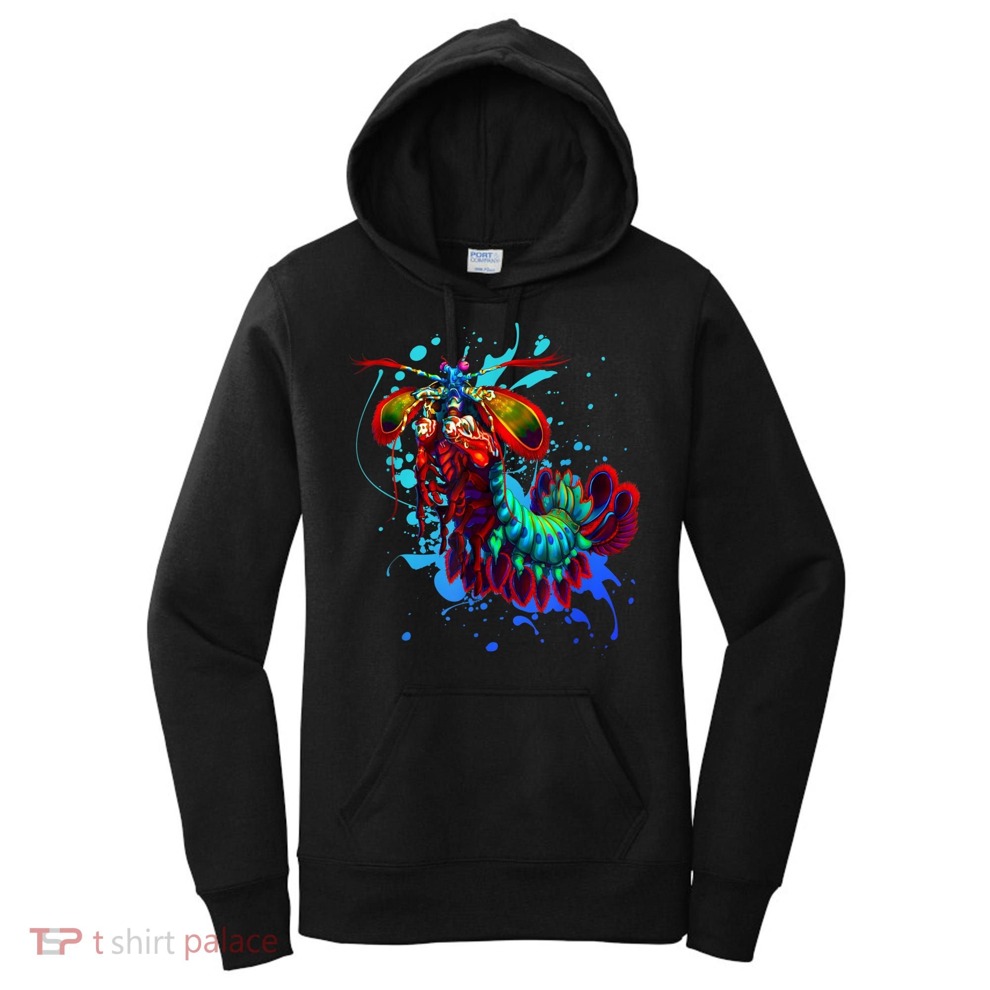 Rainbow Peacock Mantis Shrimp Blue Splash Women's Hoodie