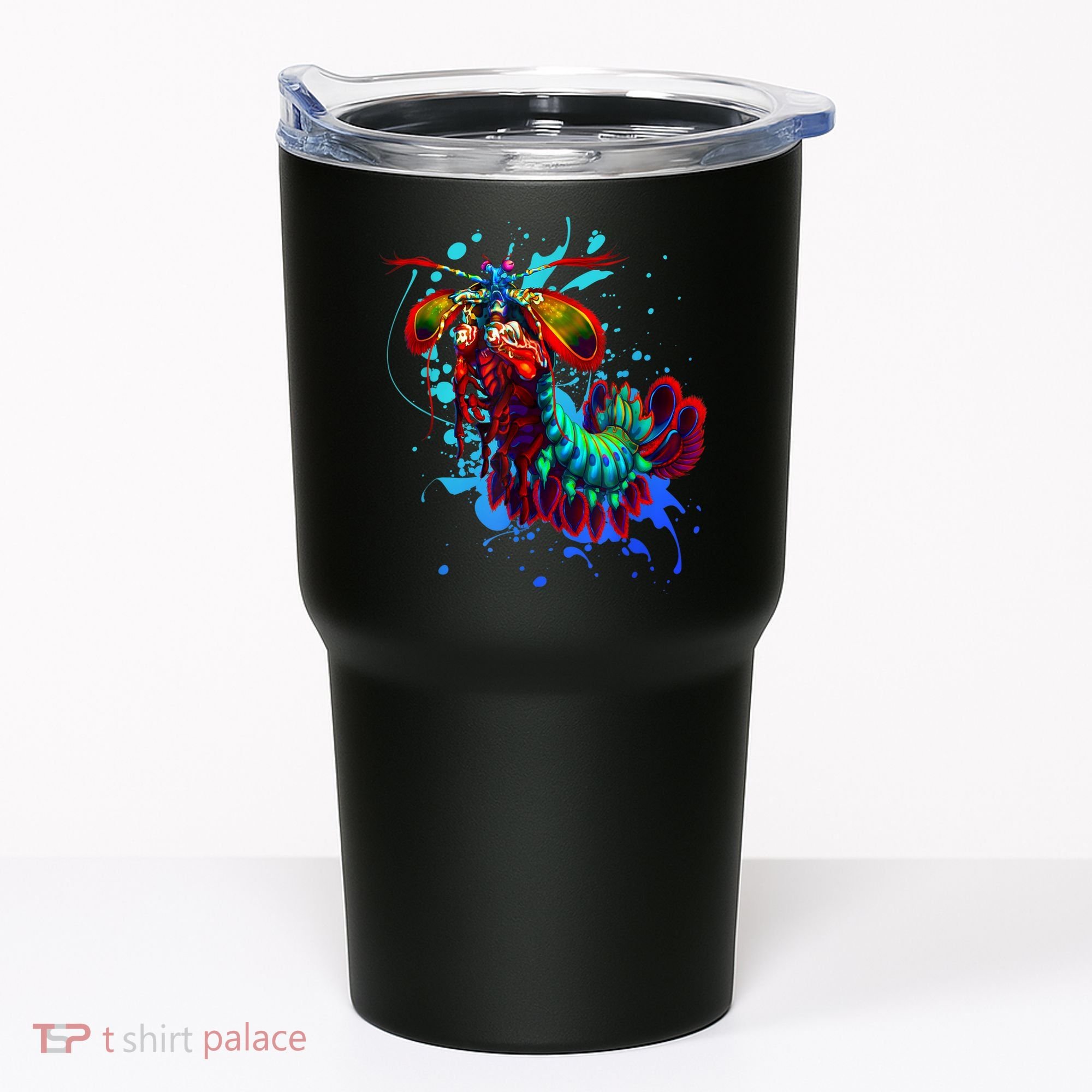 Rainbow Peacock Mantis Shrimp Blue Splash Tumbler