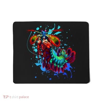 Rainbow Peacock Mantis Shrimp Blue Splash Mousepad