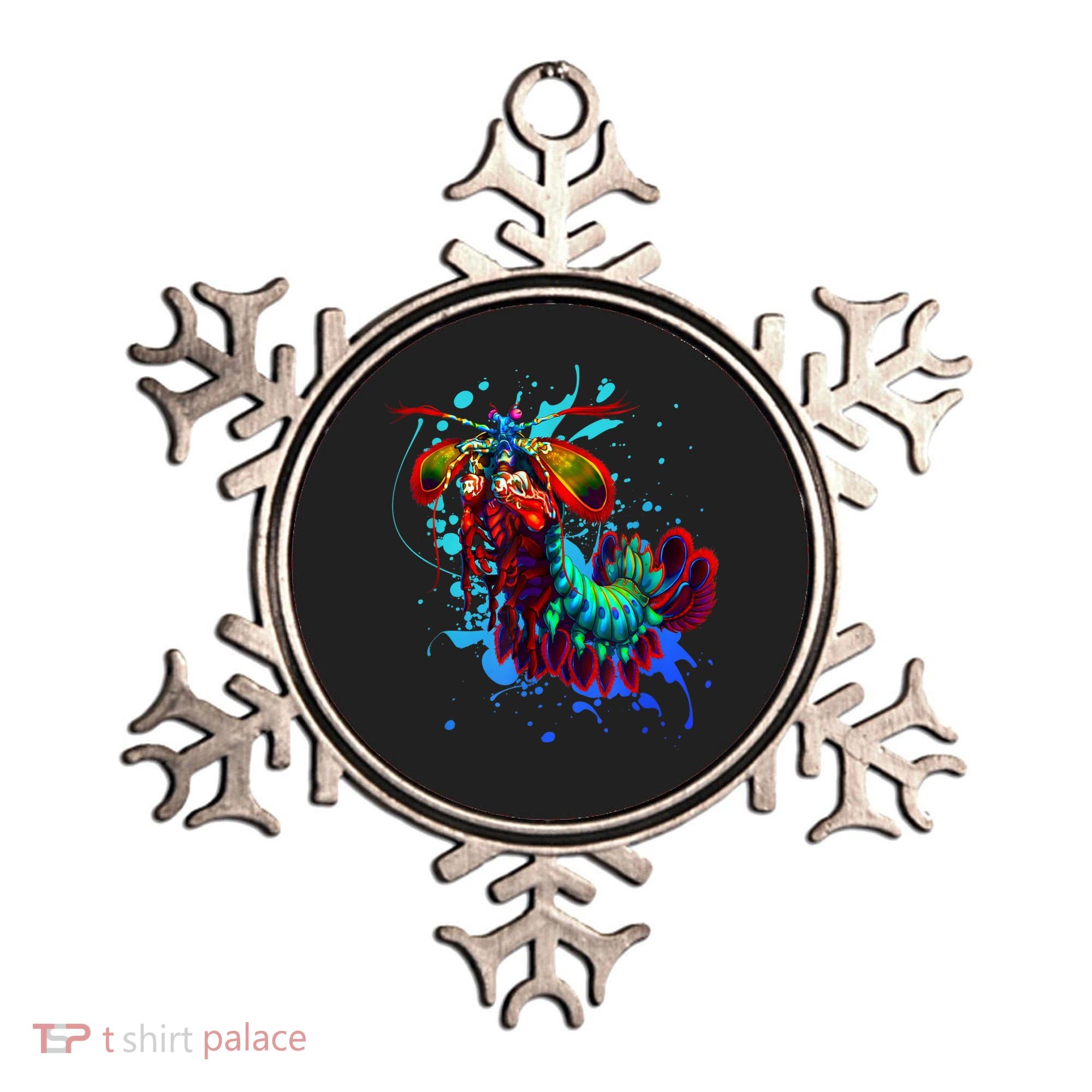 Rainbow Peacock Mantis Shrimp Blue Splash Ornament