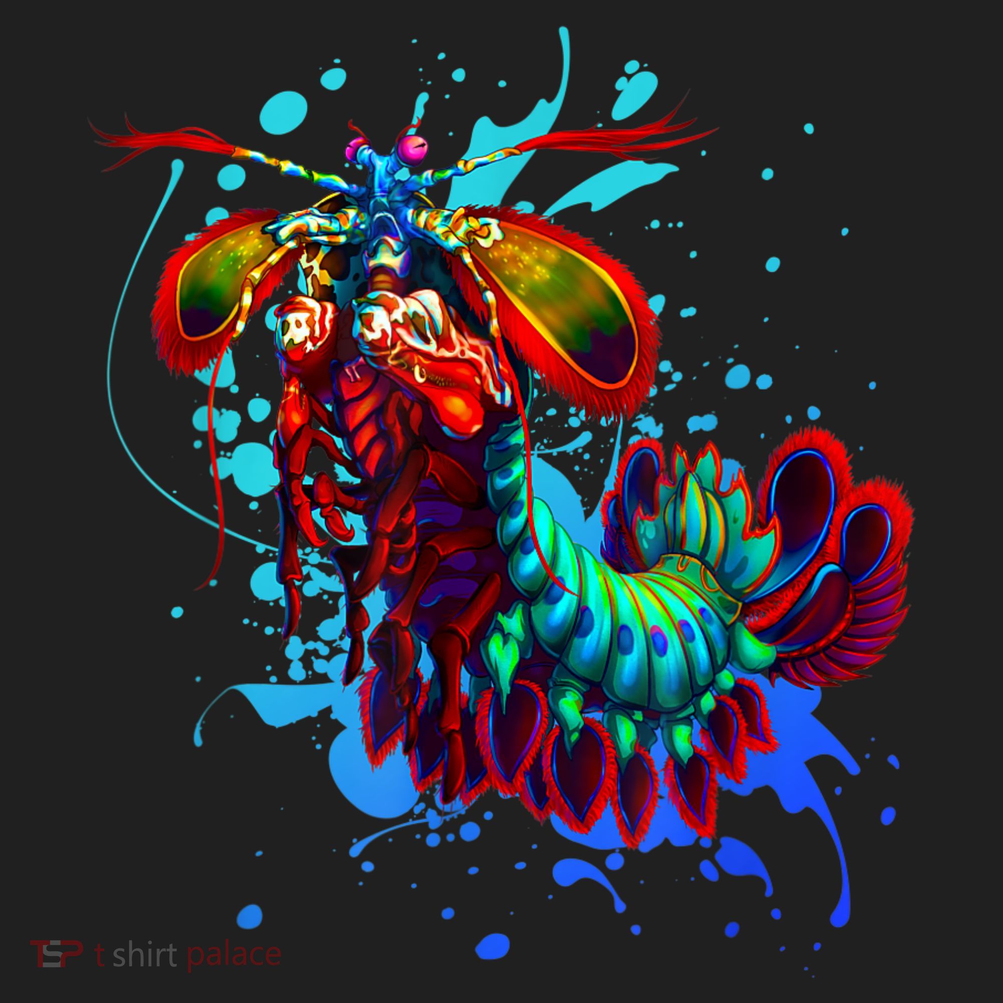 Rainbow Peacock Mantis Shrimp Blue Splash Hat