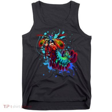 Rainbow Peacock Mantis Shrimp Blue Splash Tank Top