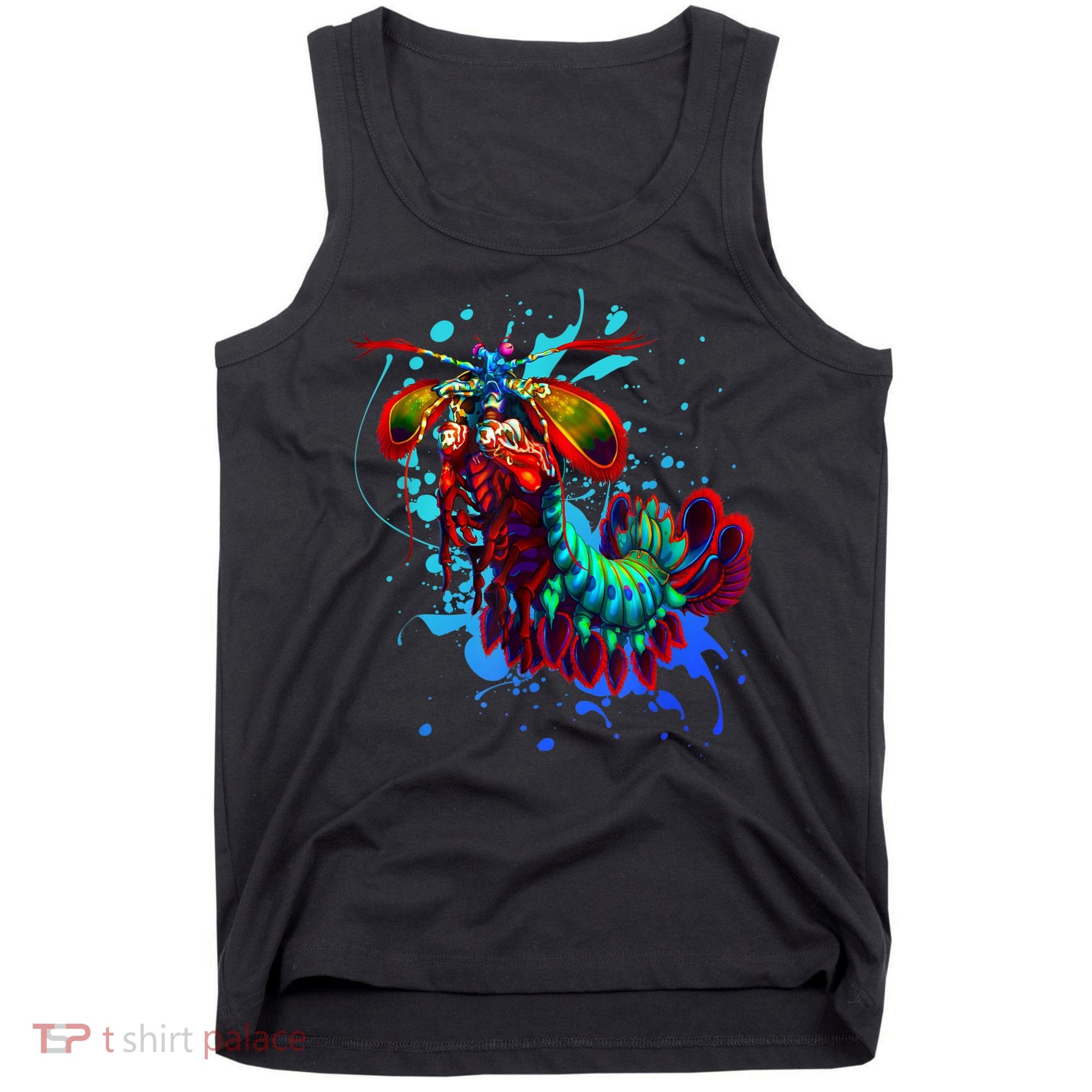 Rainbow Peacock Mantis Shrimp Blue Splash Tank Top