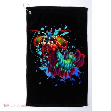 Rainbow Peacock Mantis Shrimp Blue Splash Golf Towel