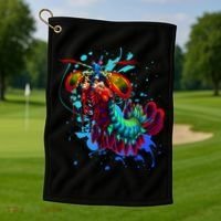 Rainbow Peacock Mantis Shrimp Blue Splash Golf Towel thumb 1