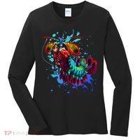 Rainbow Peacock Mantis Shrimp Blue Splash Women's Long Sleeve Shirt thumb 0