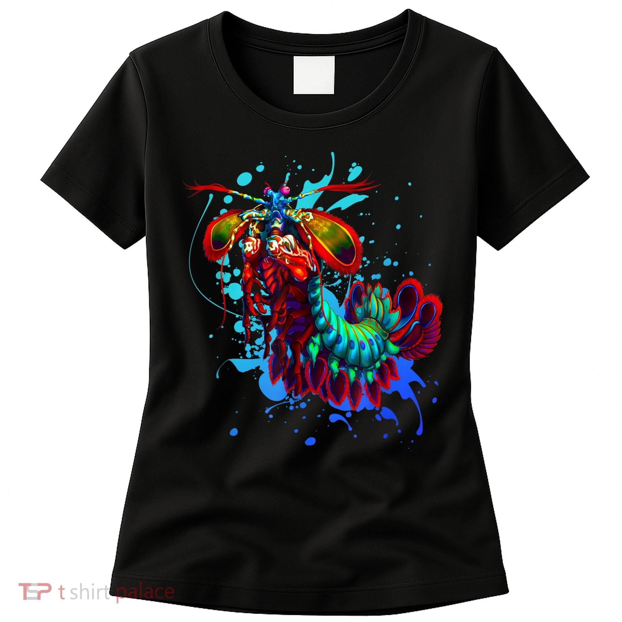 Rainbow Peacock Mantis Shrimp Blue Splash Women's T-Shirt