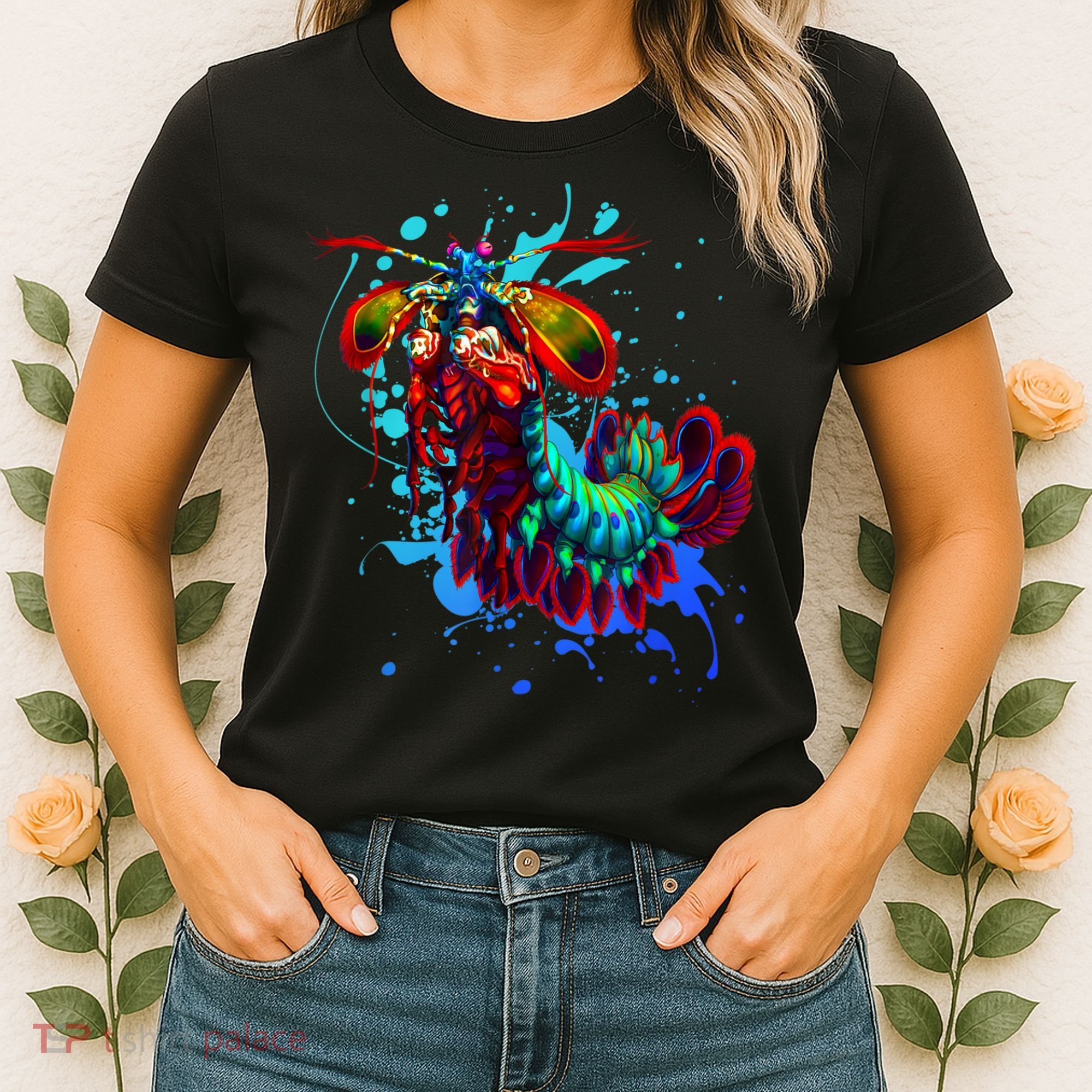 Rainbow Peacock Mantis Shrimp Blue Splash Women's T-Shirt