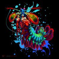 Rainbow Peacock Mantis Shrimp Blue Splash Women's T-Shirt thumb 6