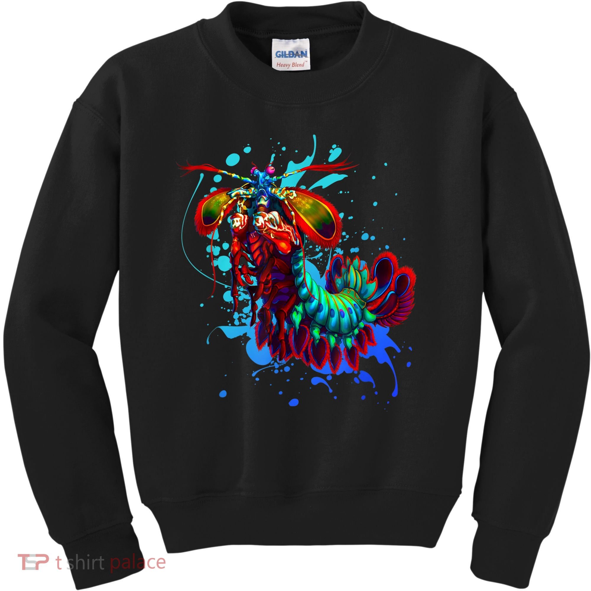 Rainbow Peacock Mantis Shrimp Blue Splash Kids Sweatshirt