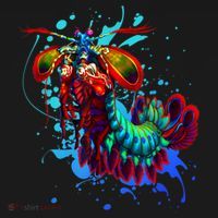 Rainbow Peacock Mantis Shrimp Blue Splash Kids Sweatshirt thumb 2