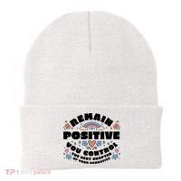 Remain Positive Motivation Quote Beanie thumb 0