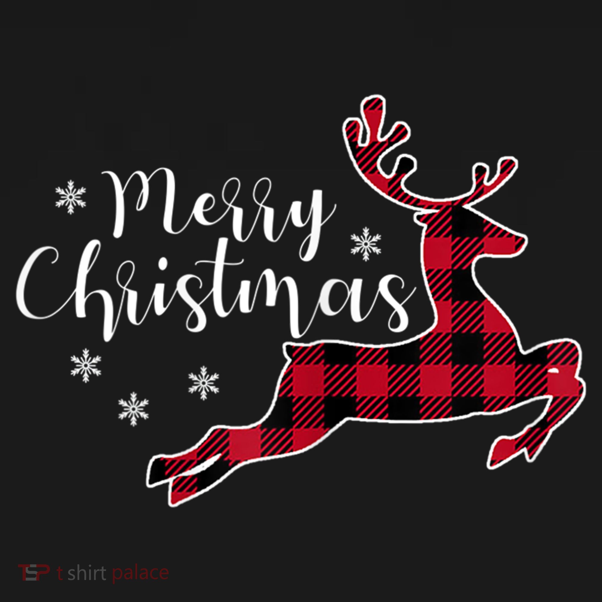 Red Plaid Merry Christmas Letter Reindeer Snowflake Buffalo Gift Ornament