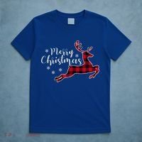 Red Plaid Merry Christmas Letter Reindeer Snowflake Buffalo Gift T-Shirt thumb 5