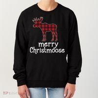 Red Plaid Merry Christmoose Christmas GIFT Women's Sweatshirt thumb 0