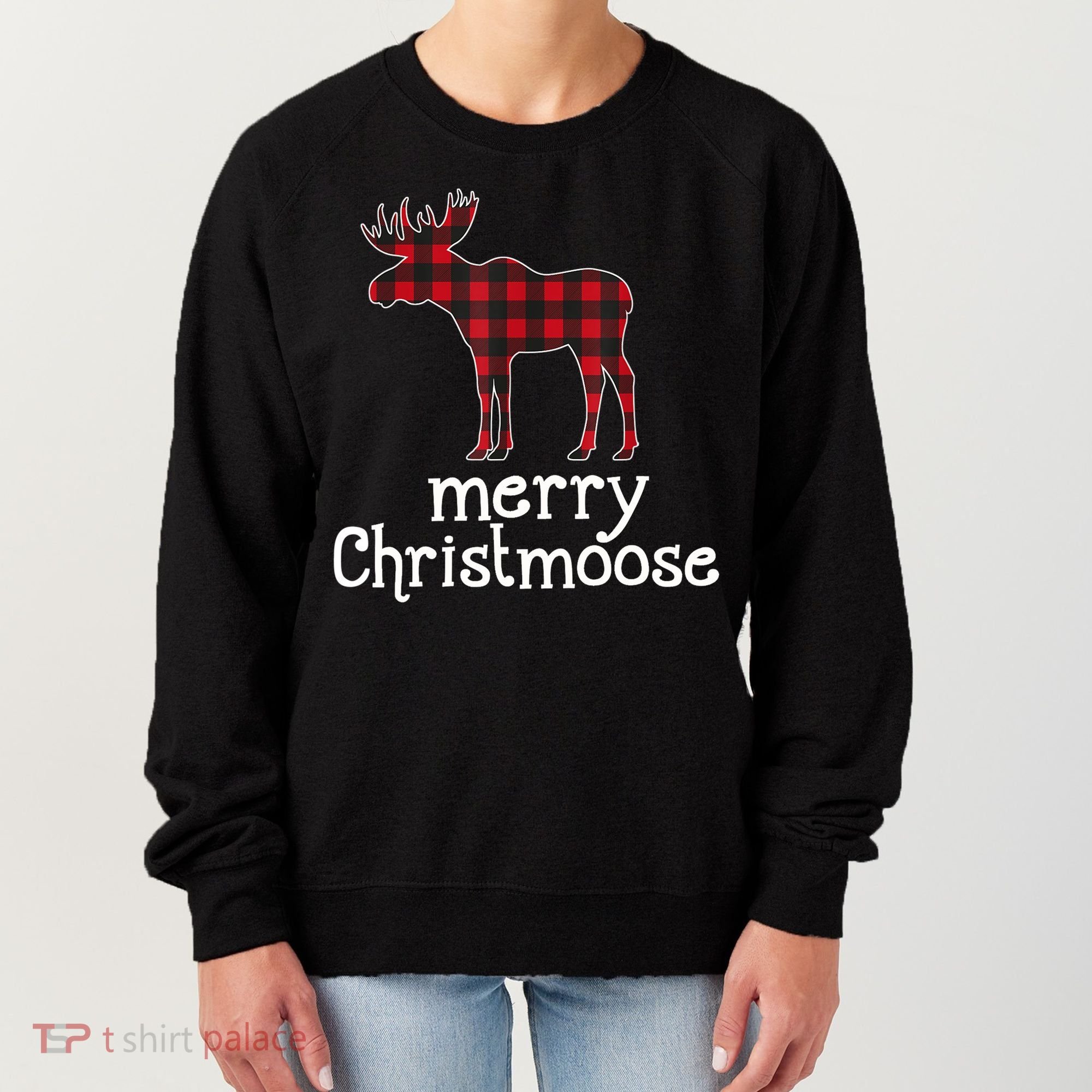 Red Plaid Merry Christmoose Christmas GIFT Women's Sweatshirt