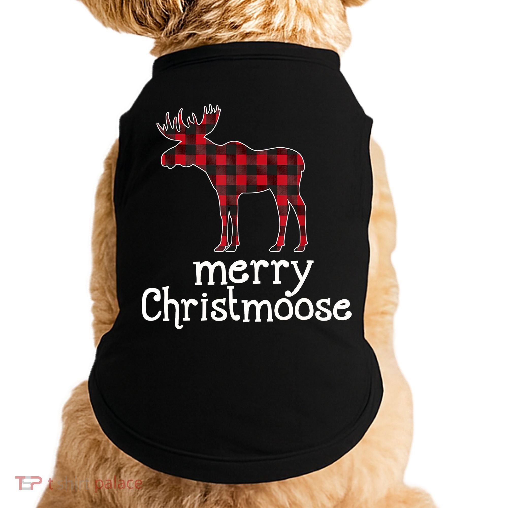 Red Plaid Merry Christmoose Christmas GIFT Doggie Tank