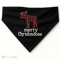 Red Plaid Merry Christmoose Christmas GIFT USA-Made Doggie Bandana thumb 0