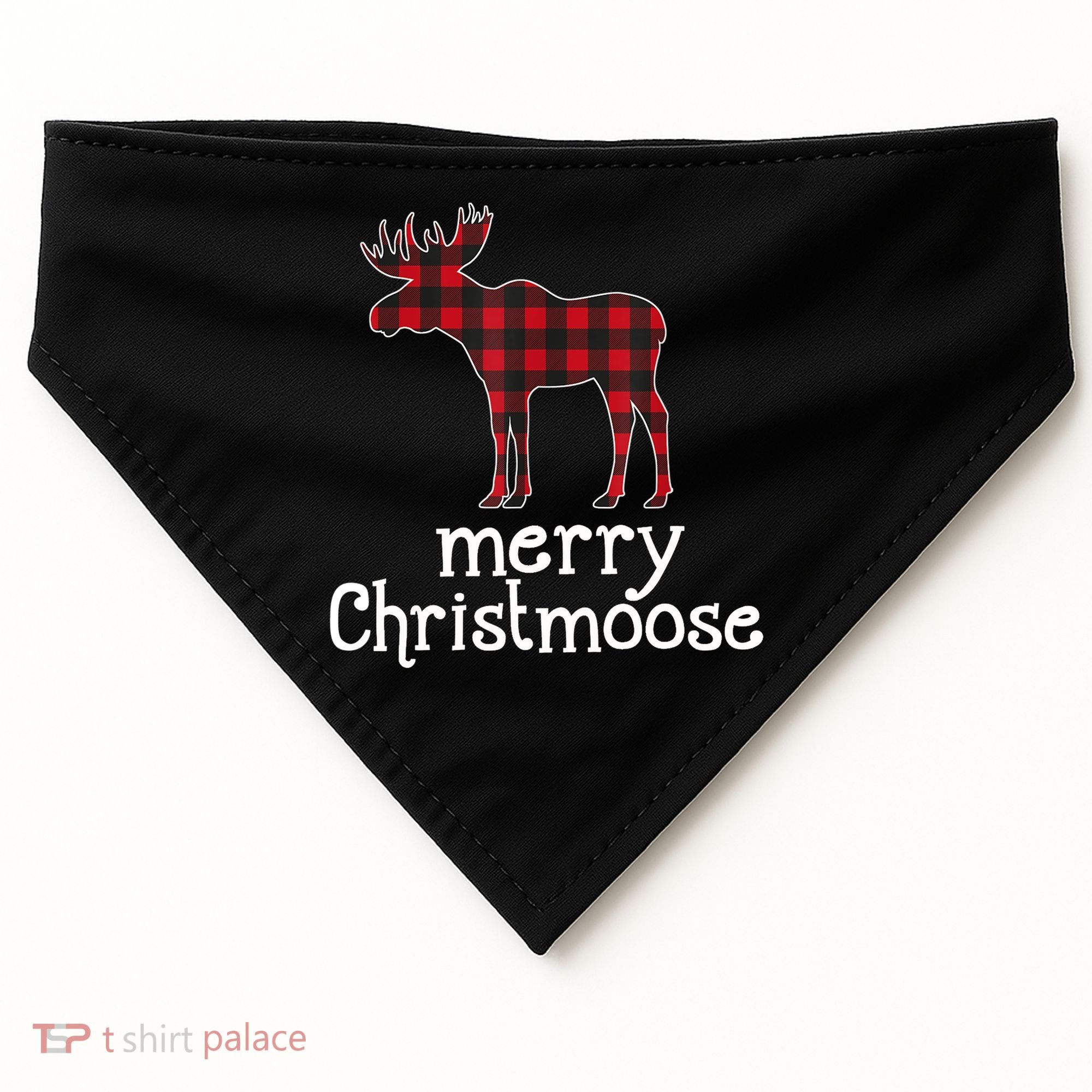 Red Plaid Merry Christmoose Christmas GIFT USA-Made Doggie Bandana
