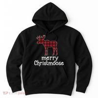 Red Plaid Merry Christmoose Christmas GIFT Hoodie thumb 0