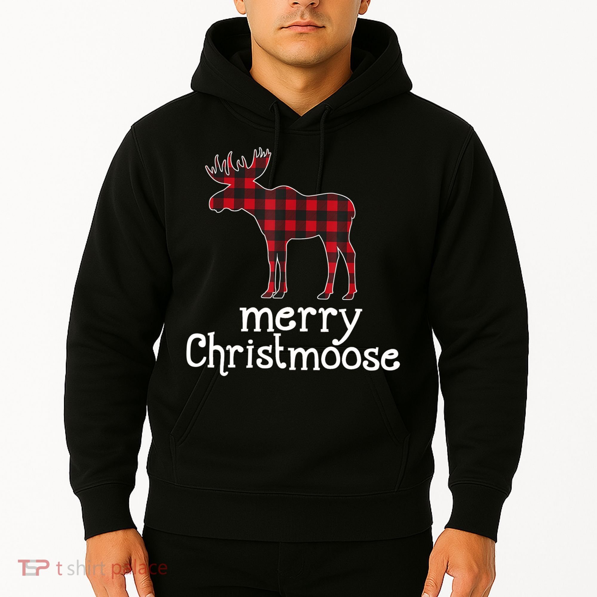 Red Plaid Merry Christmoose Christmas GIFT Hoodie