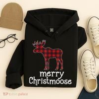 Red Plaid Merry Christmoose Christmas GIFT Hoodie thumb 4