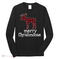 Red Plaid Merry Christmoose Christmas GIFT Long Sleeve Shirt thumb 0