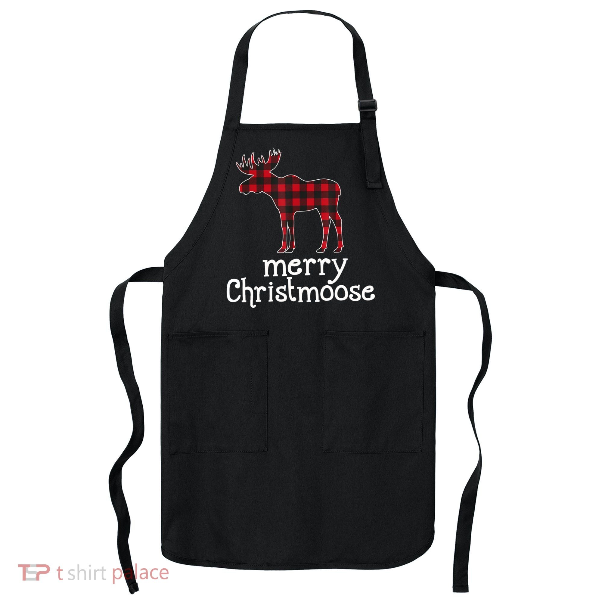 Red Plaid Merry Christmoose Christmas GIFT Apron